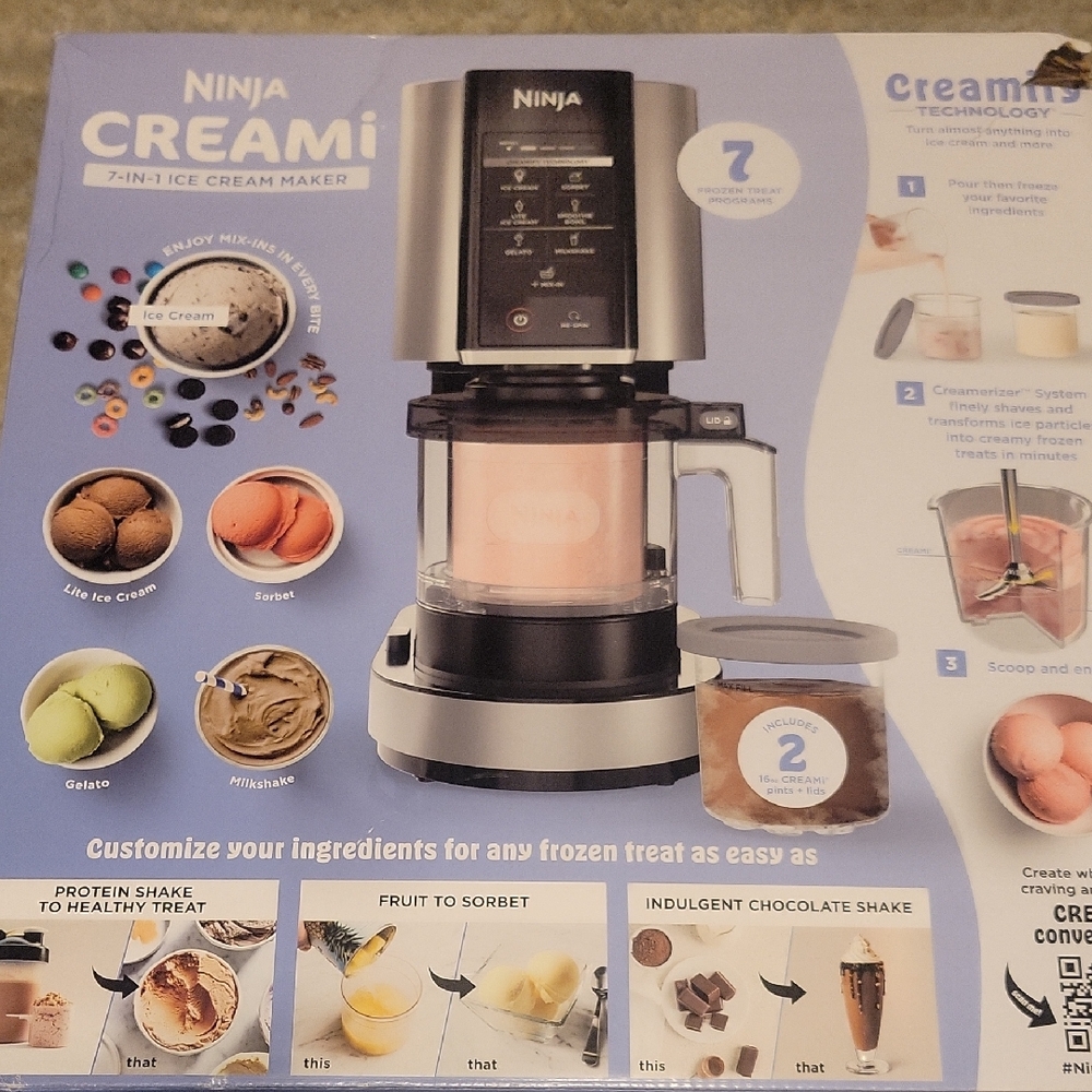 Ninja Creami 7-in-1 Ice Cream Maker - Black and Gray